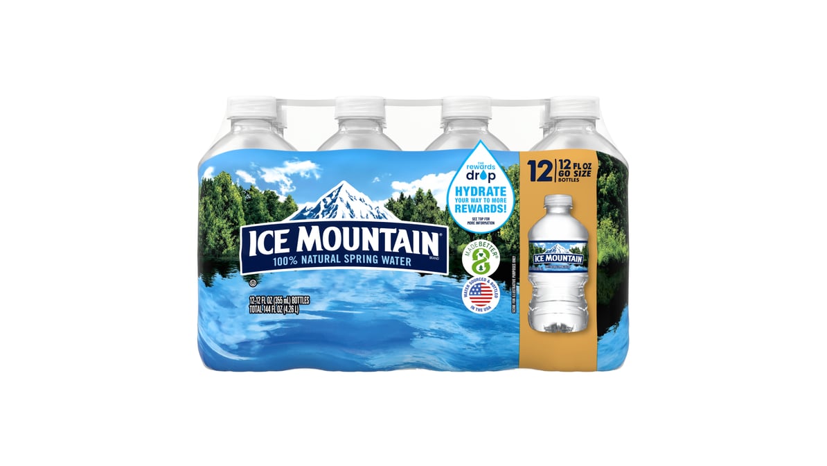 Ice Mountain 100% Natural Spring Water Bottles (12 oz x 12 ct)