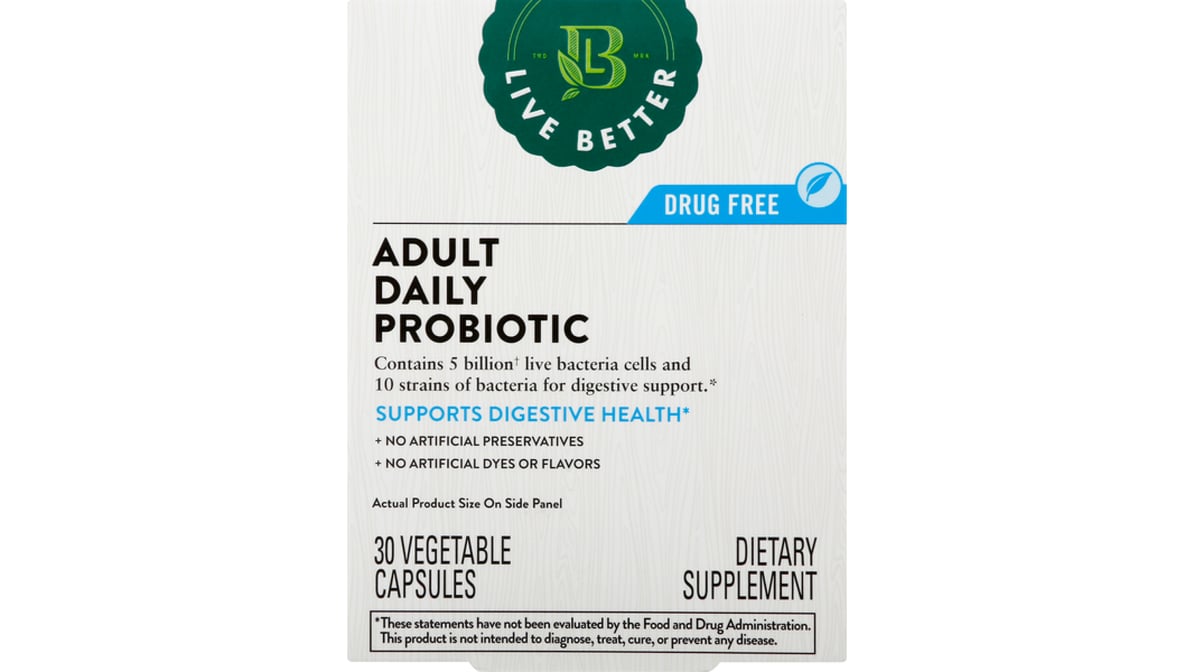 Live Better Drug Free Adult Daily Probiotic Dietary Supplement Capsules (30  ct) | Delivery Near Me - Doordash