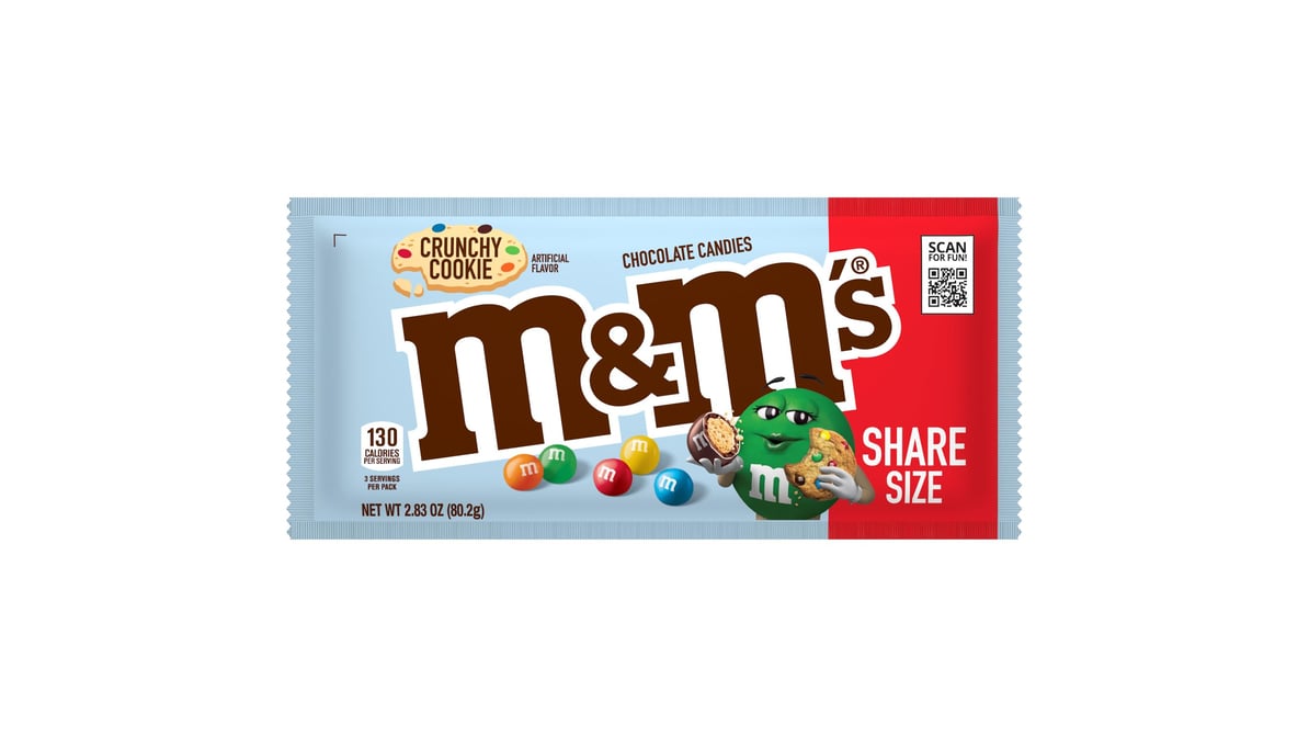 M&M's Crunchy Cookie Milk Chocolate Candy, Share Size - 2.83 oz Bag