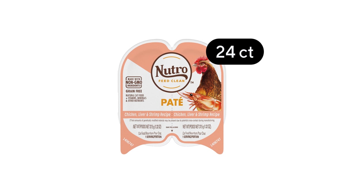 NUTRO Perfect Portions Grain-Free Chicken, Liver, & Shrimp Wet Cat Food  Trays (2.64 oz x 24 ct) | Delivery Near Me - Doordash