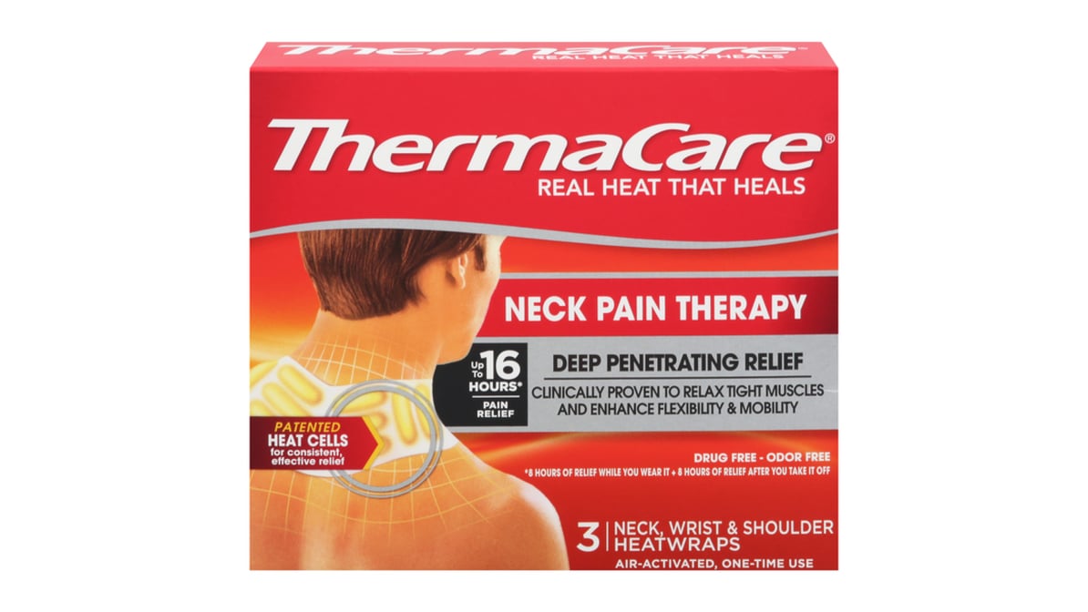 ThermaCare Neck Pain Therapy, Wrist & Shoulder Pain Relief Heat Wraps - 3  ct