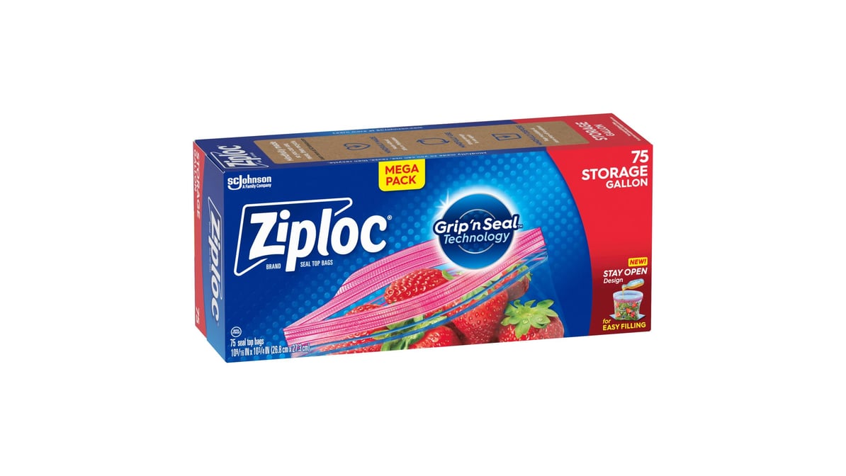 Ziploc Storage Bags, Gallon - 75 count