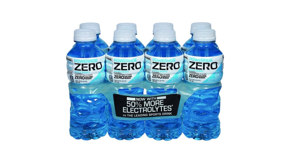 Powerade Sports Drink, Zero Sugar, Mixed Berry - 8 pack, 20 fl oz