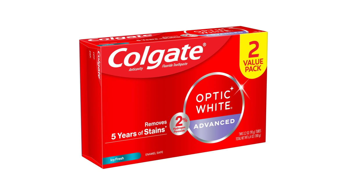 Colgate Optic White Value Pack Advanced Icy Fresh Toothpaste (3.2 oz x ...