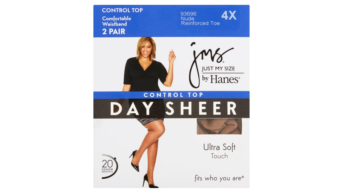 Hanes Just My Size Day Sheer Reinforced Toe 4x Nude Hosiery 93696 (2 ct) |  Delivery Near Me - Doordash