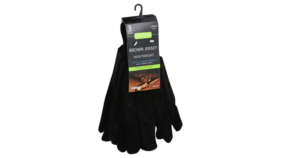 Brown Jersey Gloves (3-Pack)