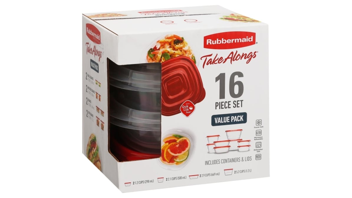 Rubbermaid Takealongs 28 Piece Storage Set Red Dishwasher Microwave Freezer  Safe