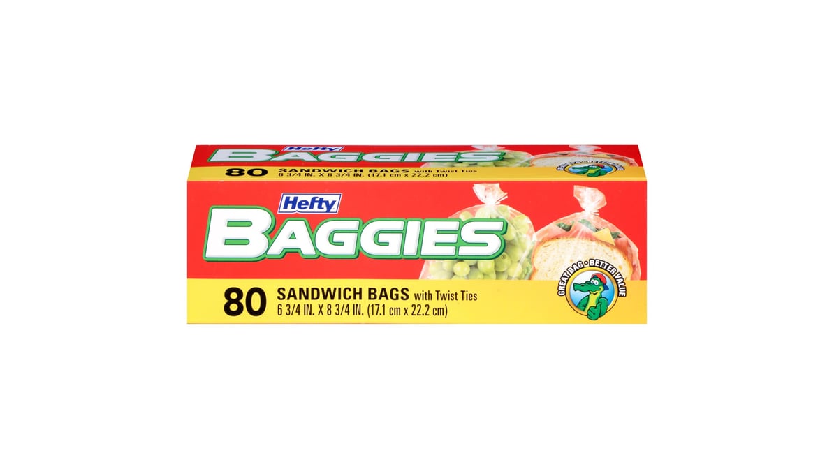 Hefty Baggies Sandwich Storage Bag with Ties (80 ct) Delivery