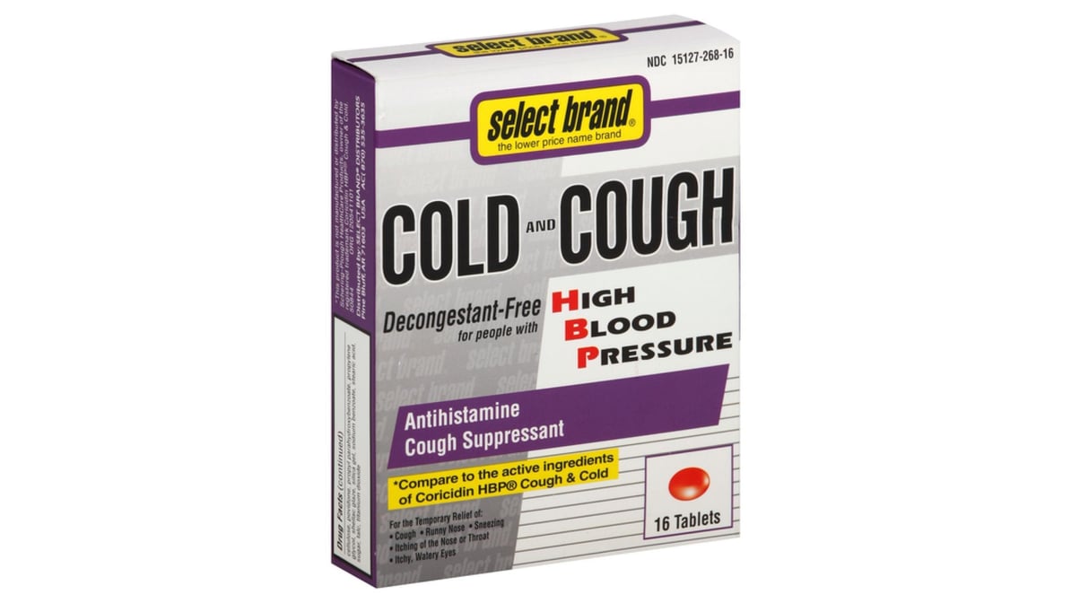 Select Brands High Blood Pressure Cold & Cough Tablets 20 ct ...