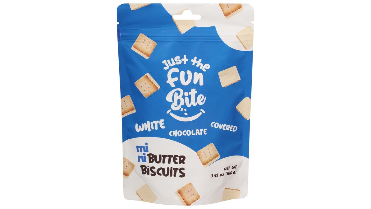 Just the Fun Bite White Chocolate Covered Mini Butter Biscuits (3.53 oz) |  Delivery Near Me - Doordash