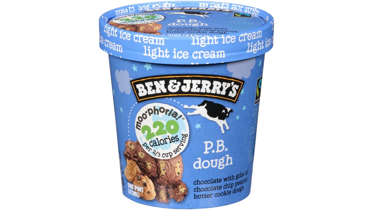 Ben & Jerry's Light Ice Cream Moo-phoria! Peanut Butter Dough (1 pt ...