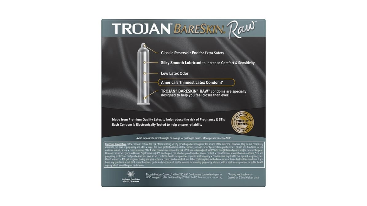 Trojan Bareskin Raw Lubricated Latex Condoms (24 ct) | Delivery Near Me -  Doordash