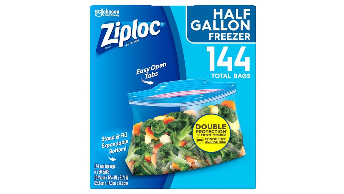 Ziploc 0.5 gal Freezer Bags (144 ct)