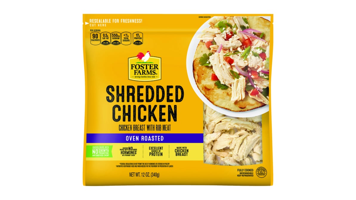 Foster Farms Fully Cooked Oven Roasted Shredded Chicken Breast With Rib ...