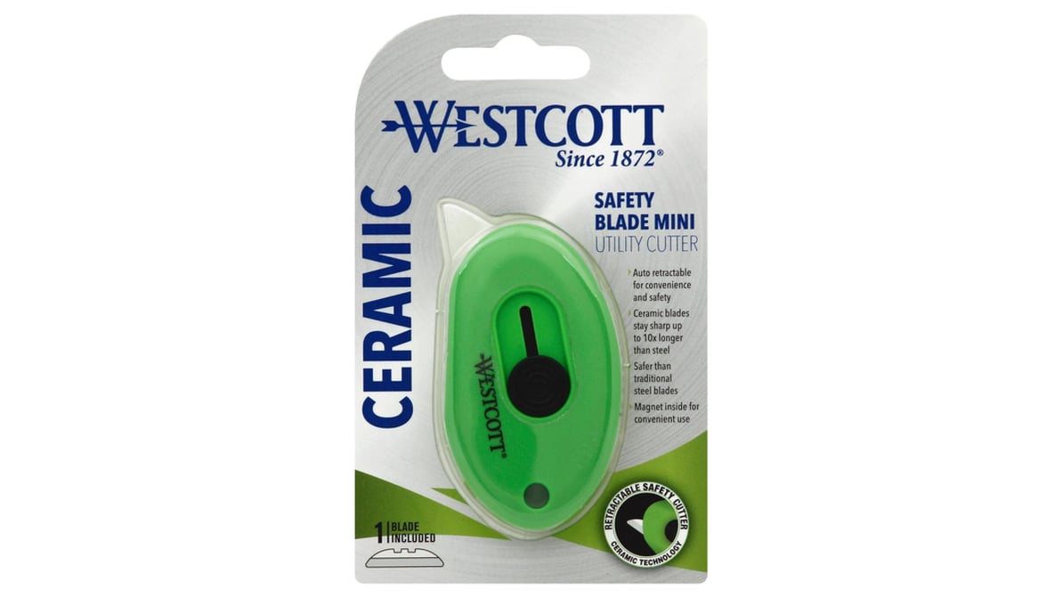 Westcott Safety Ceramic Blade Box Cutter, Green