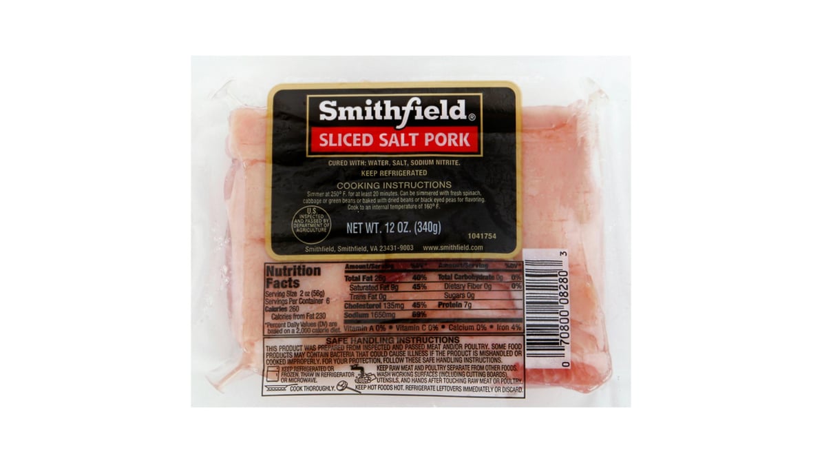 Smithfield Sliced Salt Pork, 12 oz