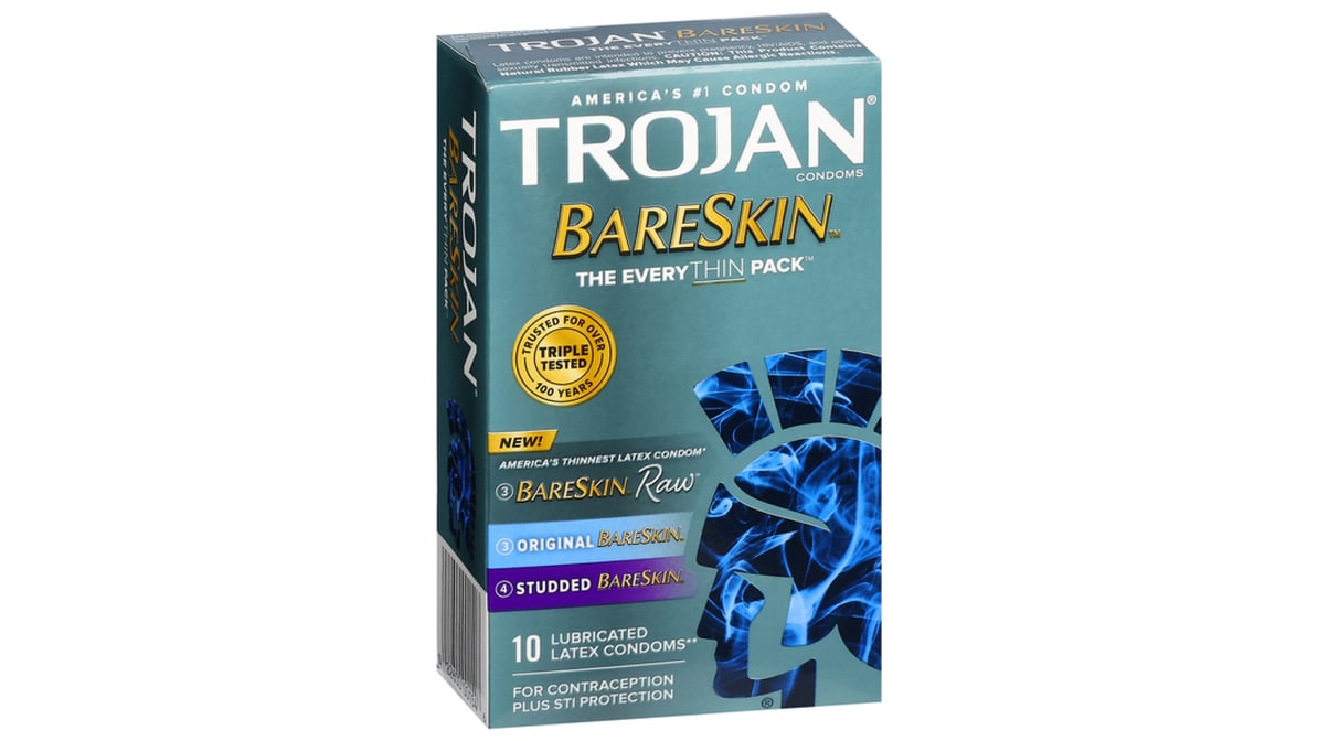 Trojan Bare Skin Lubricated Latex Condoms (10 ct) | Delivery Near Me -  Doordash