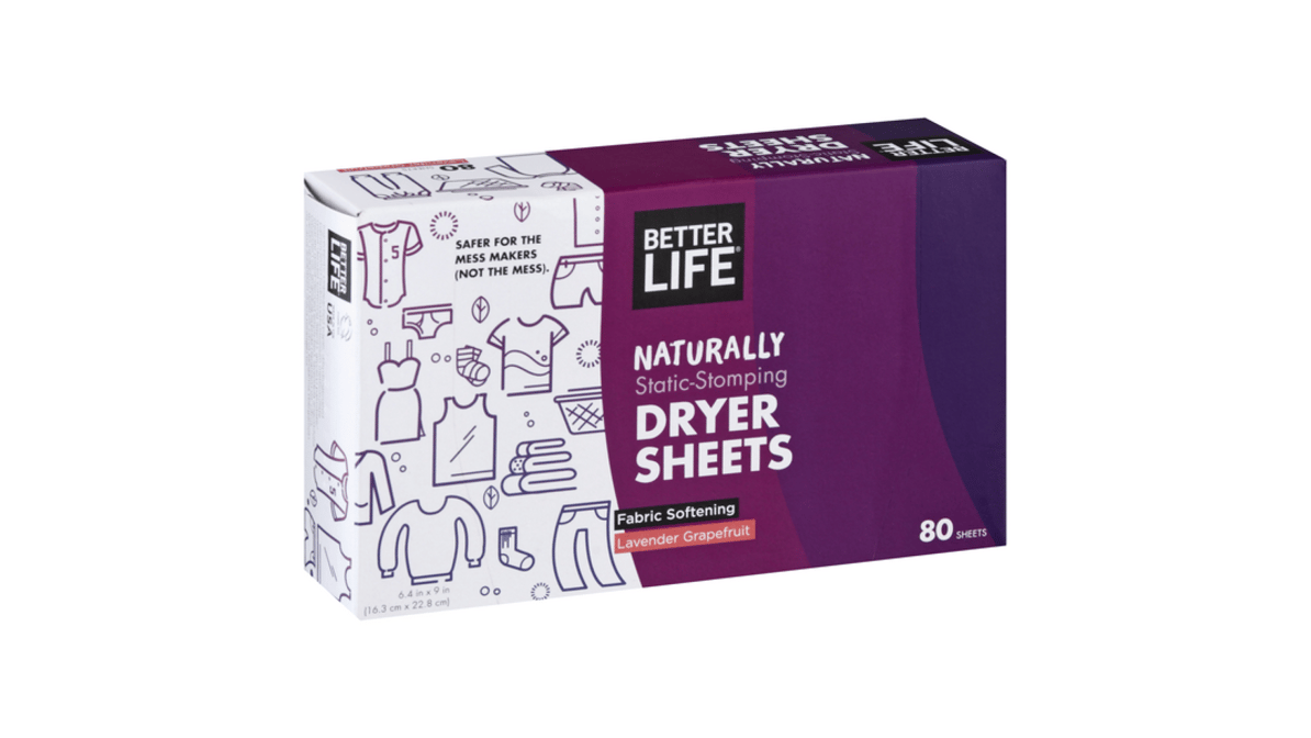 Better Life Dryer Sheets, Lavender Grapefruit - 80 count