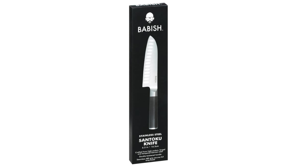 Babish Santoku Knife, Stainless Steel, ABS Handle, 6.5 Inches