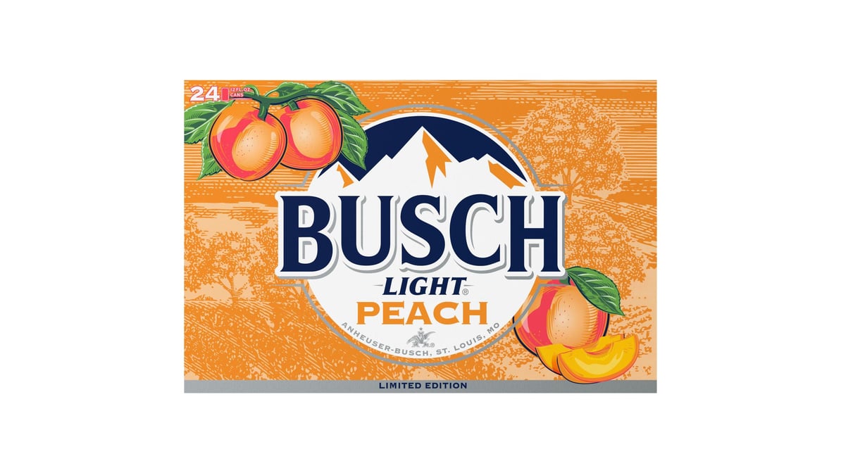 Busch Light Peach Lager Cans (12 oz x 24 ct) | Delivery Near Me - Doordash