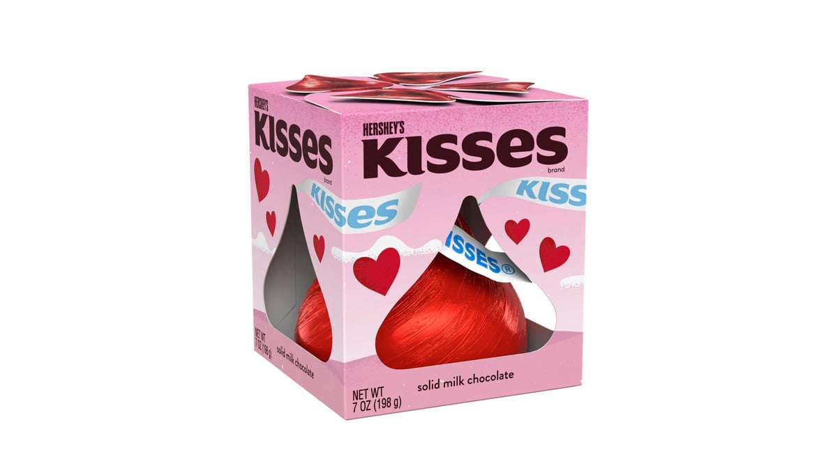 HERSHEY'S KISSES Valentine's Milk Chocolate Giant Candy, 7 oz box