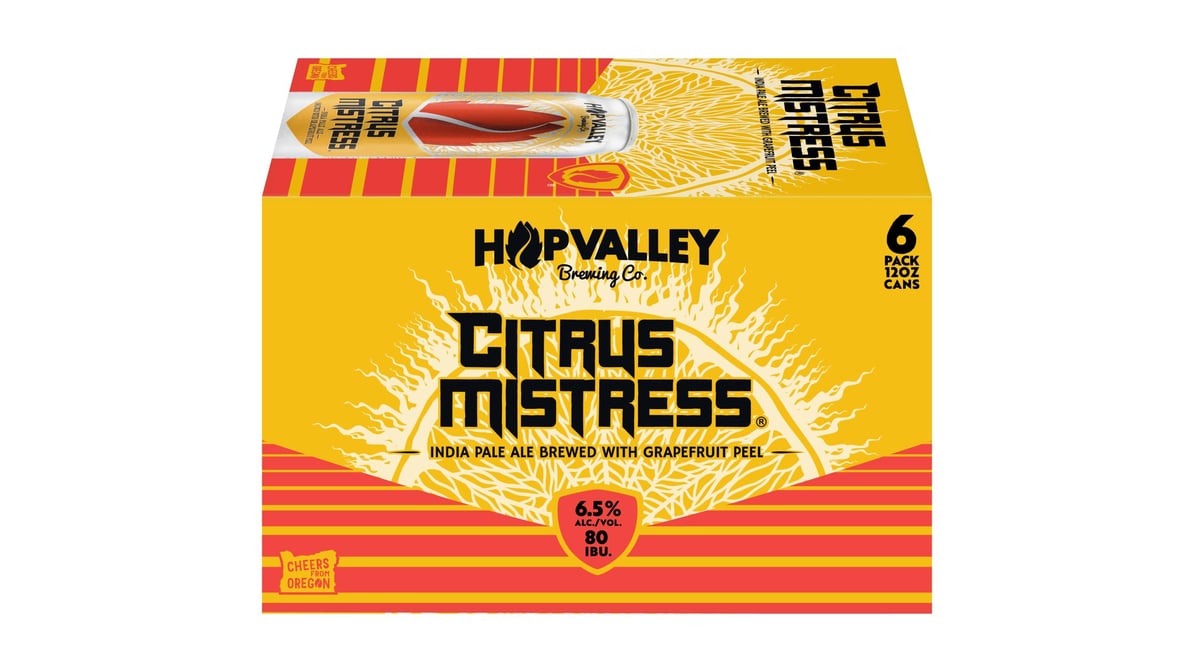 Hop Valley Citrus Mistress IPA Cans (12 oz x 6 ct) | Delivery Near Me -  Doordash