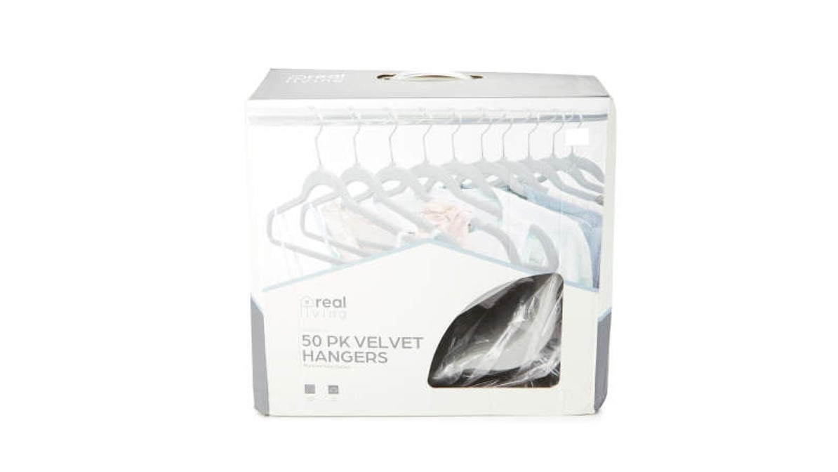 Real Living Gray Velvet Hangers, 12-Pack