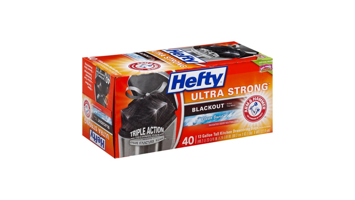 Hefty Ultra Strong Blackout Tall Kitchen 13 Gallon Clean Burst