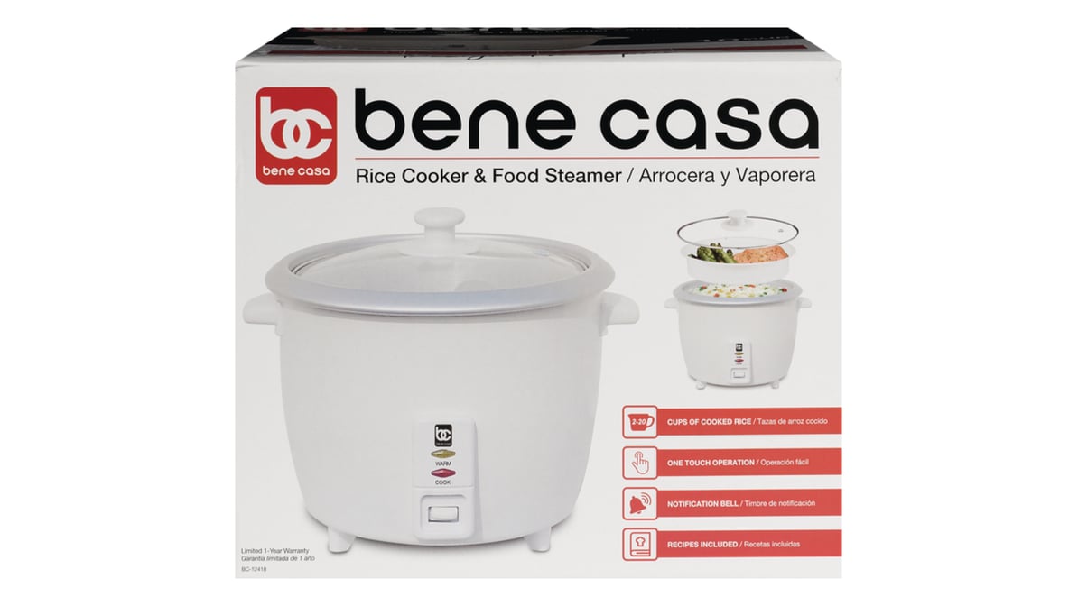 Bene Casa BC-12418 2-20 Cup 700 Watt White Rice Cooker