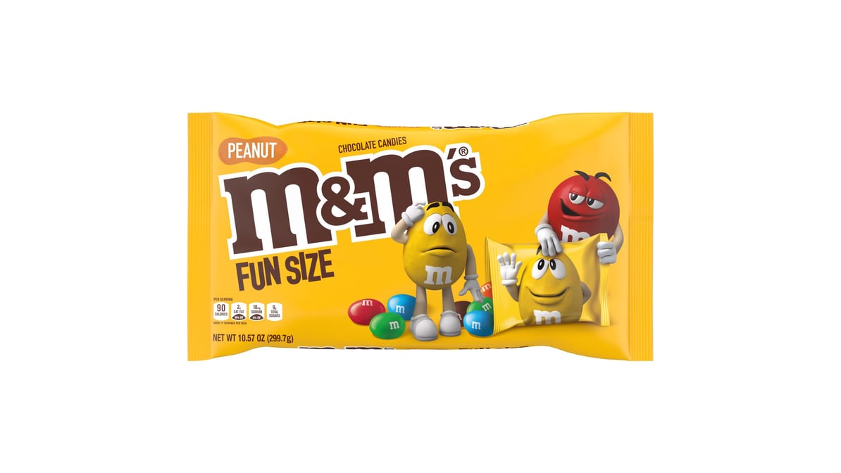 M&M'S Peanut Milk Chocolate Fun Size Candy Bag, 10.57oz