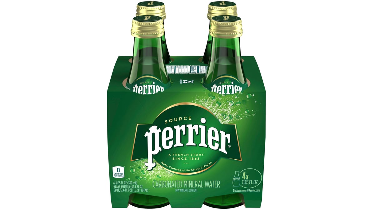 Perrier Carbonated Mineral Water Glass Bottles 11.15 Fl Oz. 4Ct