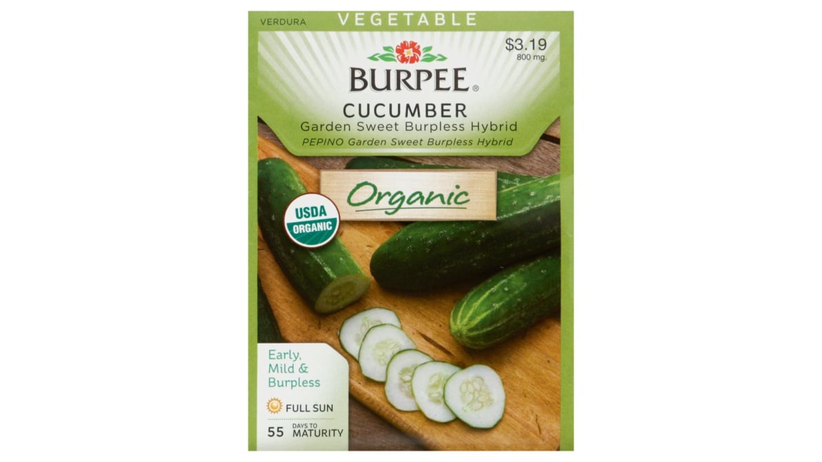 Burpee Organic Garden Sweet Burpless Hybrid Cucumber Seeds 0 02 Oz Delivery Near Me Doordash