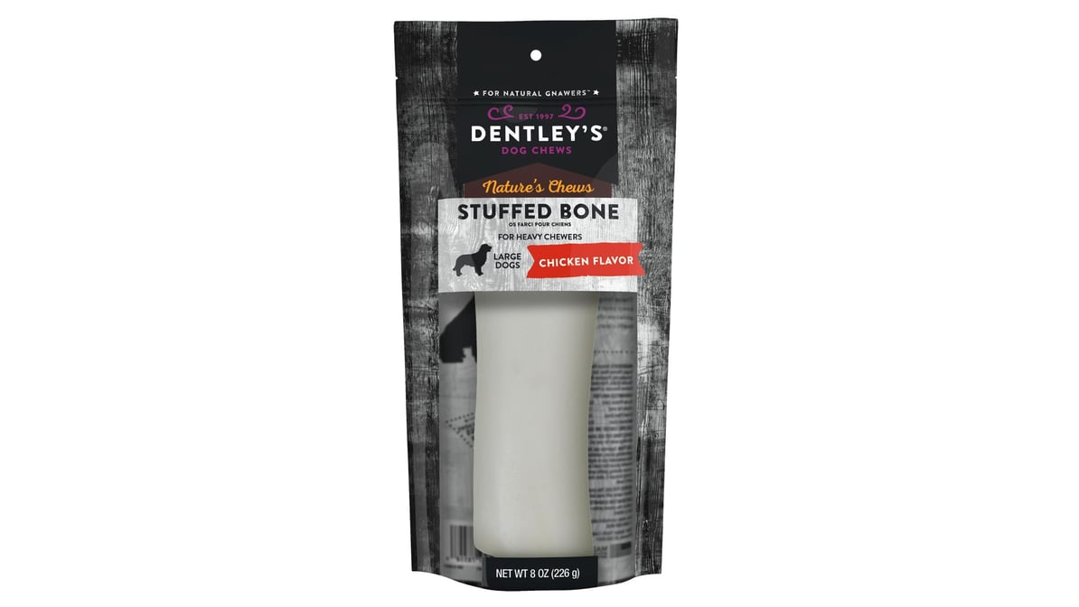 Dentley's dog shop chews stuffed bone