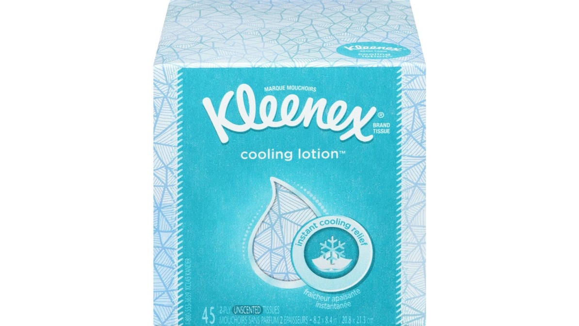 Kleenex Cooling Lotion 2-Ply Unscented Tissues 45 ea, Facial Tissue