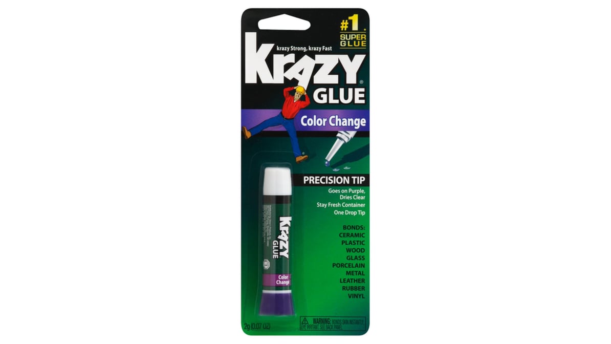 Krazy Glue Super Glue, Color Change, Precision Tip - 0.07 oz