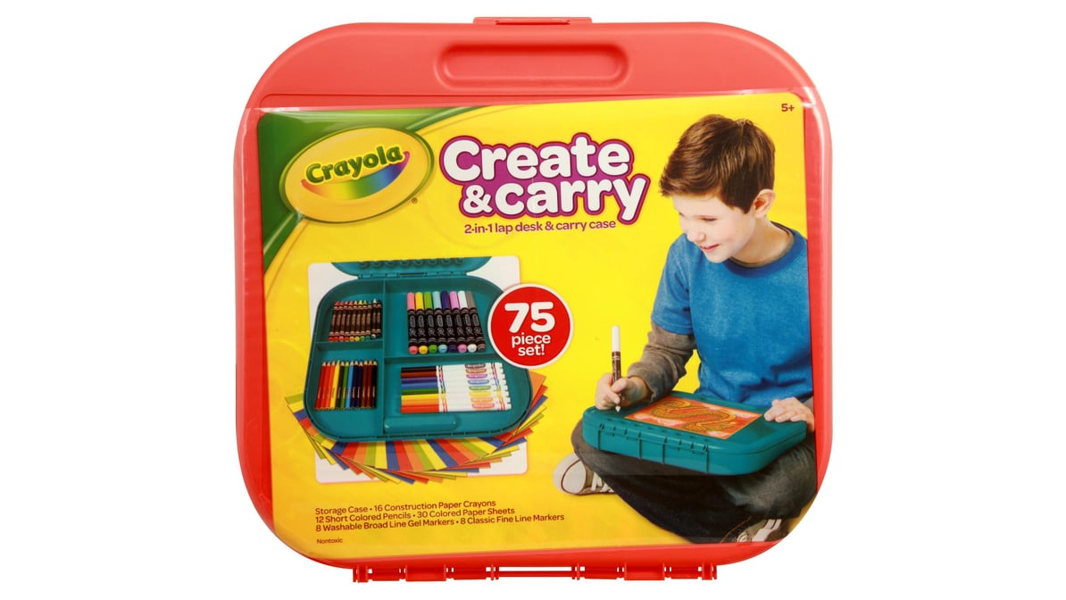 Crayola Lap Desk & Carry Case, 2-in-1, 75 Piece set!