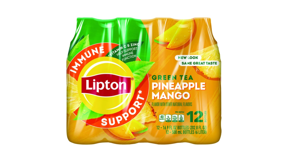 Lipton Iced Tea Immune Support Pineapple Mango Green Tea 16.9 Fl Oz, 12  Count, Shop