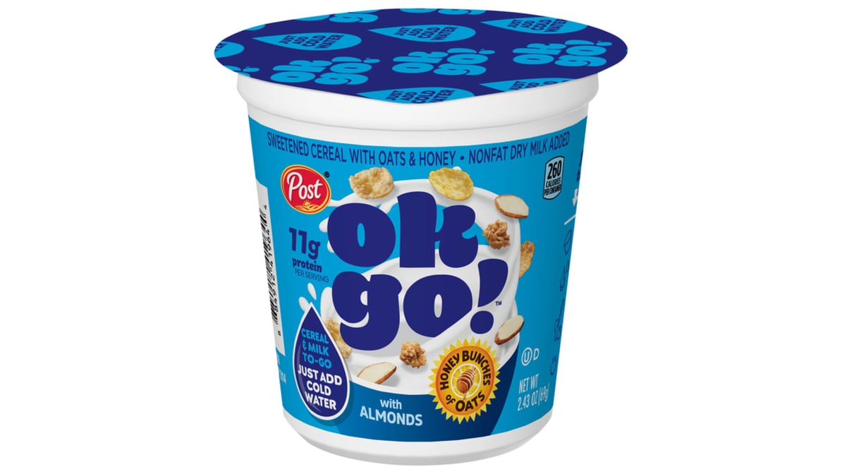 Ok Go! Honey Bunches of Oats With Almonds Cereal Cup, 2.43 oz.