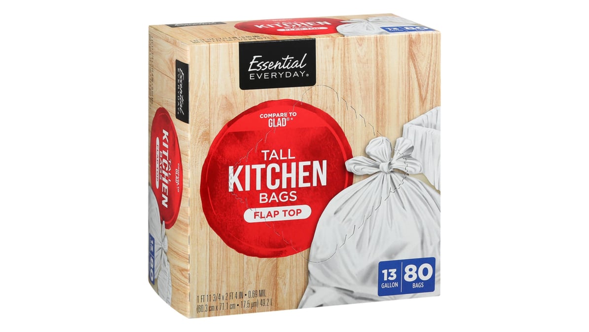 Essential Everyday Tall Kitchen Drawstring 13 Gallon Bags