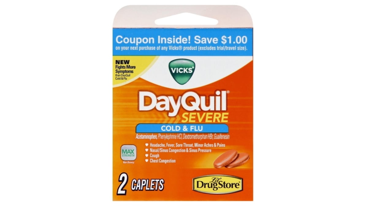 Dayquil Severe Cold & Flu Max Strength Caplets Non-Drowsy (2 ct ...