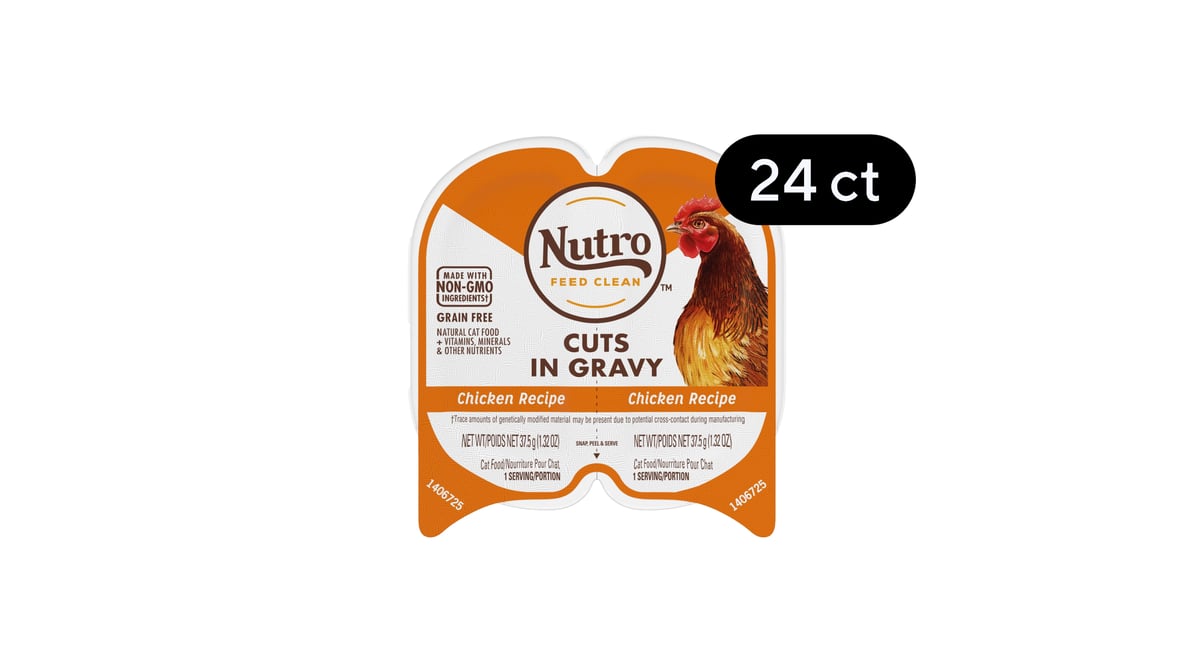 Nutro Feed Clean Grain Free Cuts in Gravy Chicken Recipe Wet Cat Food (2.64  oz x 24 ct) | Delivery Near Me - Doordash