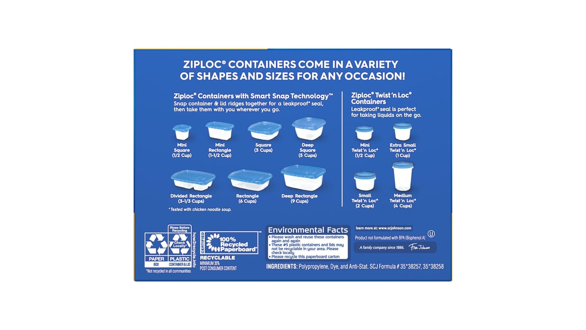 Ziploc Divided Containers and Lids - 2 CT