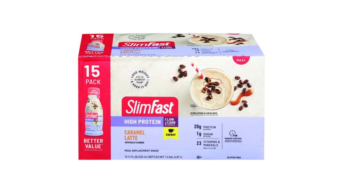 Slimfast High Protein Caramel Latte Meal Replacement Shakes 11 Oz X 15 Ct Delivery Near Me 7587