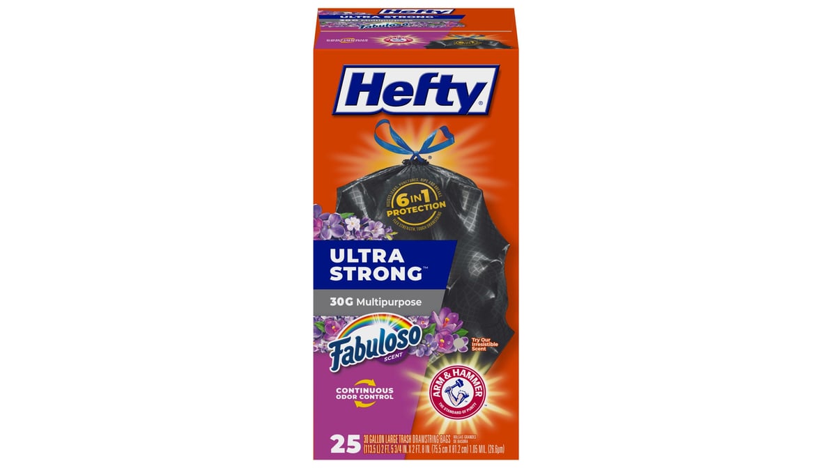 Hefty Ultra Strong 30G Multipurpose Trash Bags, Fabuloso Scent