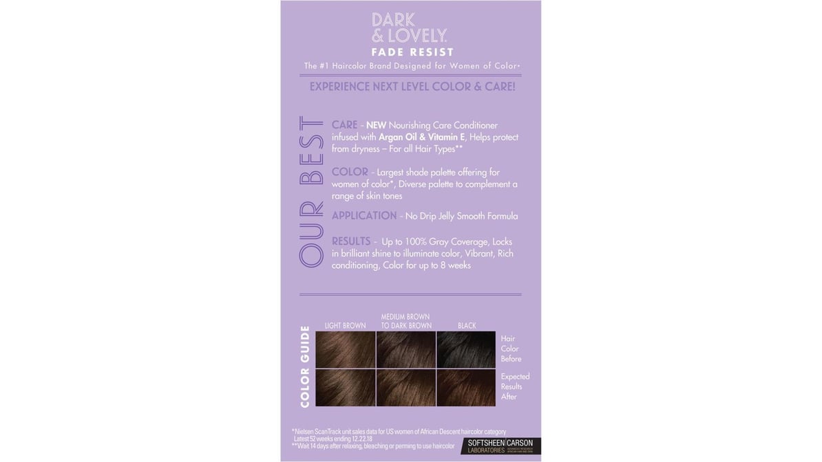 Dark And Lovely No Ammonia Fade Resist 373 Brown Sable Permanent Hair ...