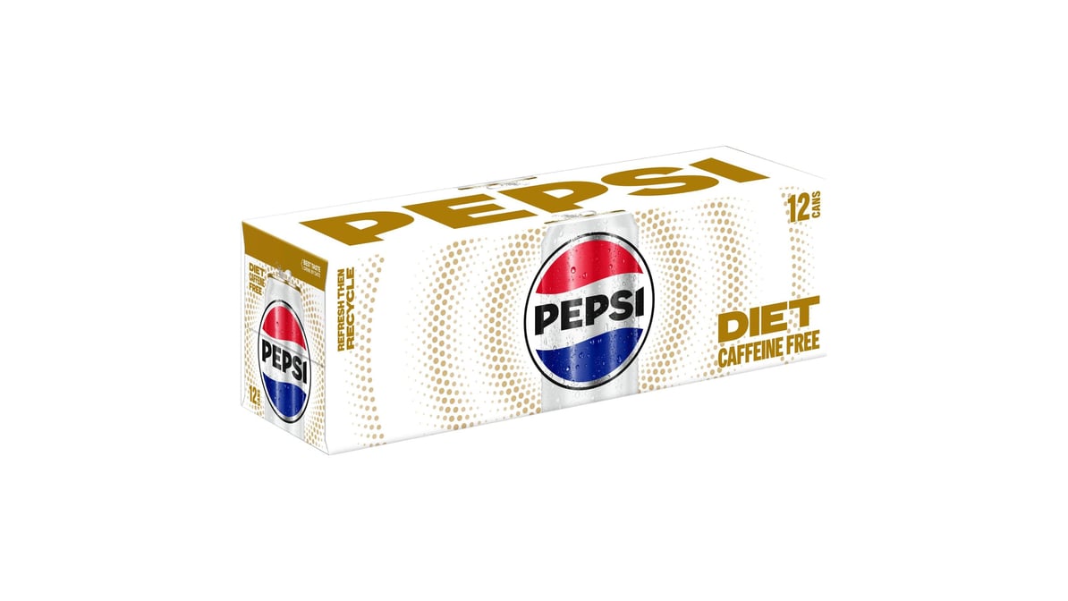 Diet Pepsi Caffeine Free Soda Cans (12 oz x 12 ct) | Delivery Near Me -  Doordash