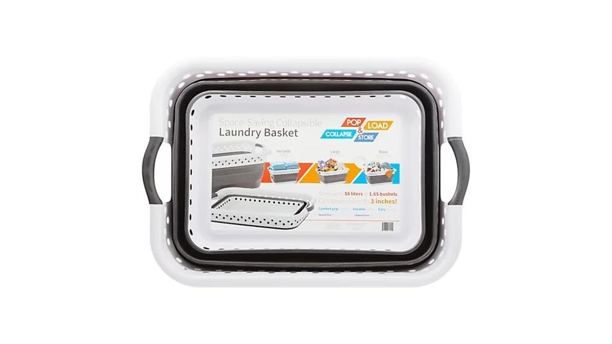 Vanderbilt Home PL5202 Pop and Load Laundry Basket, White/ Gray