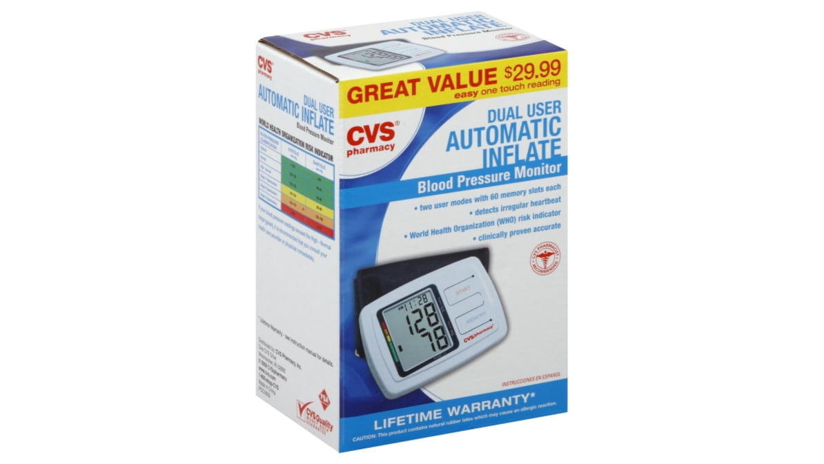 CVS Pharmacy Dual User Automatic Inflate Blood Pressure Monitor ...