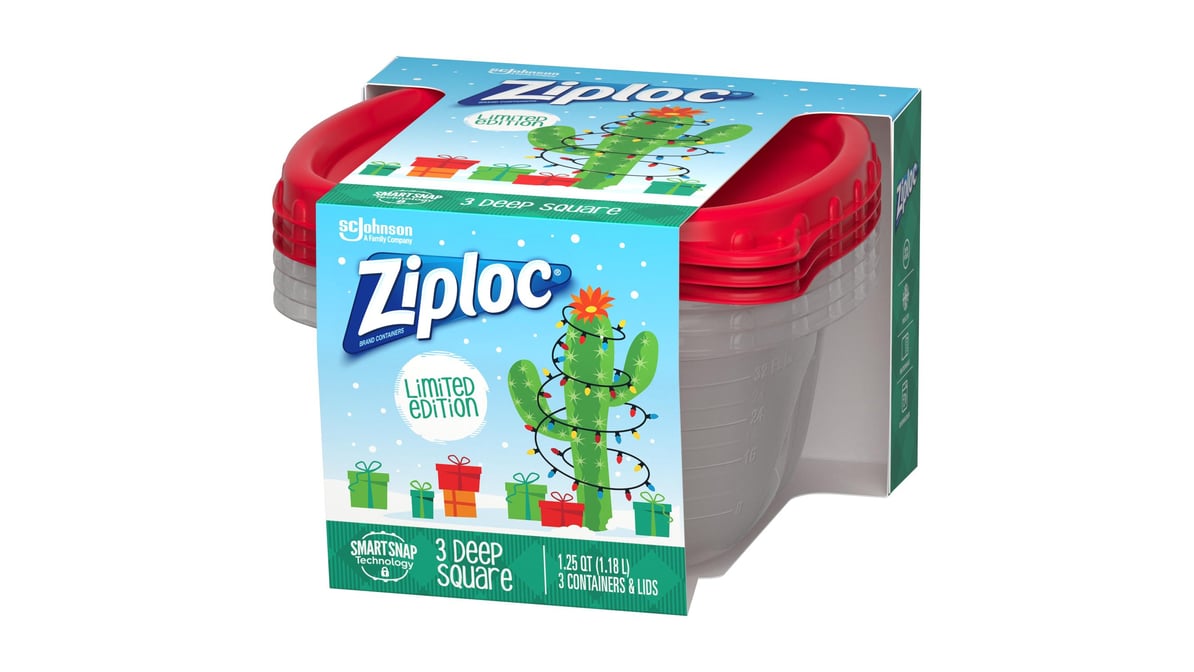 Ziploc Holiday Deep Square Red Food Containers and Lids (3 ct