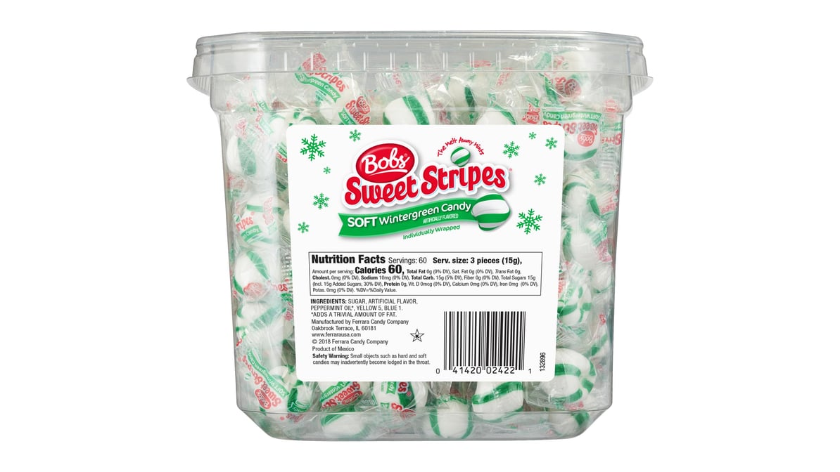 Bobs Sweet Stripes Soft Wintergreen Candy Tub (31 oz) | Delivery Near Me -  Doordash